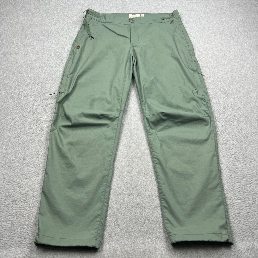Fjallraven Abisko Hike Trousers Womens 12 Green Hiking Trail Cargo Pants G-1000
